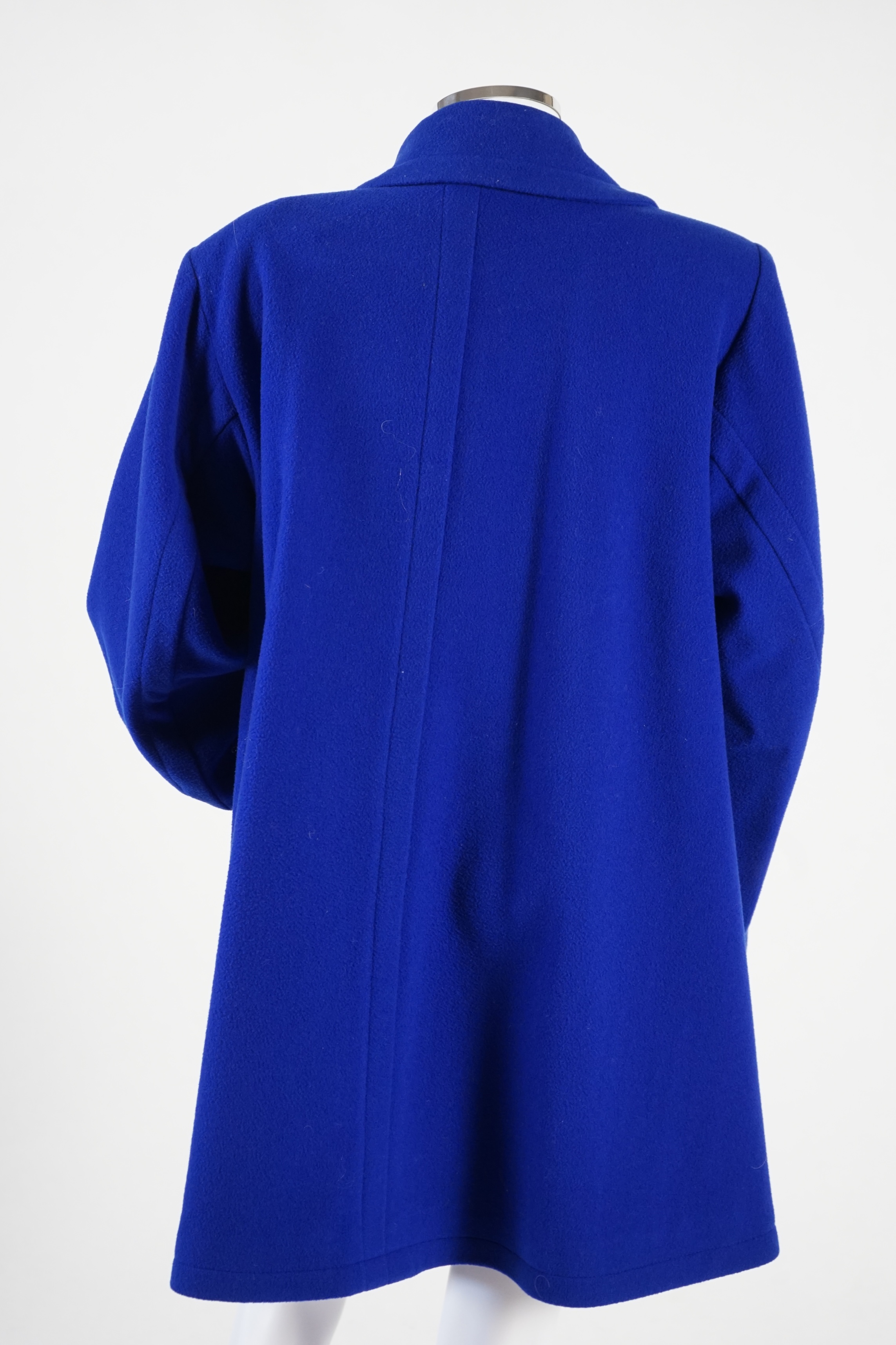 A vintage Yves Saint Laurent variation lady's royal blue wool coat, F 38 (UK 10). Proceeds to Happy Paws Puppy Rescue